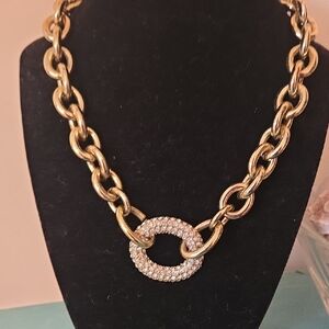 Gold Chain Necklace with Crystal Accents
